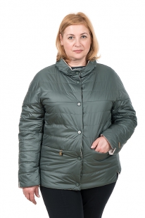 Куртка женская двухсторонняя OSKAR 016631 - 701+503 темно зеленый(светло-серый) купить оптом.